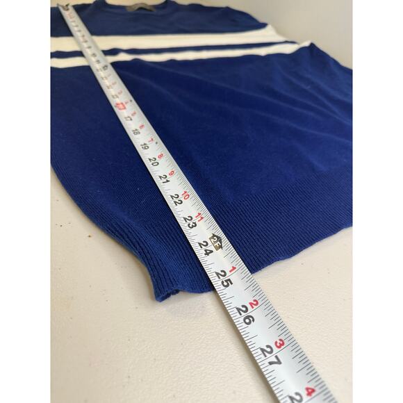 Primark Men's Crewneck Blue Sweater White Stripe Pullover Size Small - Picture 3 of 7